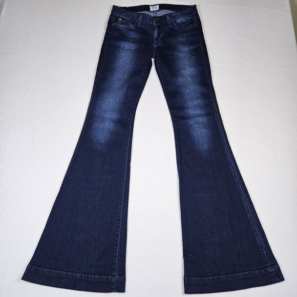 Hudson Ferris Flare Jeans Womens Dark Wash Stretch Denim Flap Pocket Low Rise 27 - Picture 4 of 16